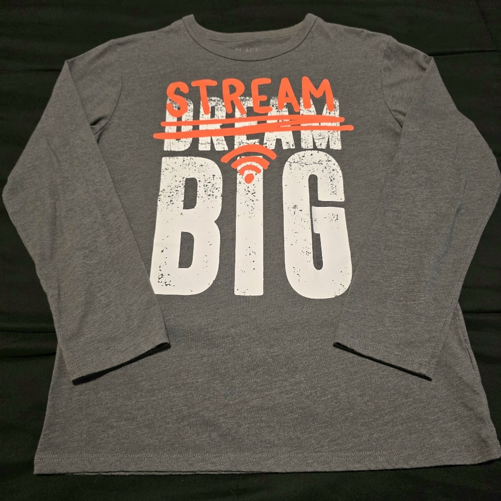 The Childrens Place Boys Stream Big Long Sleeve Game Shirt Gray Size Large 10/12